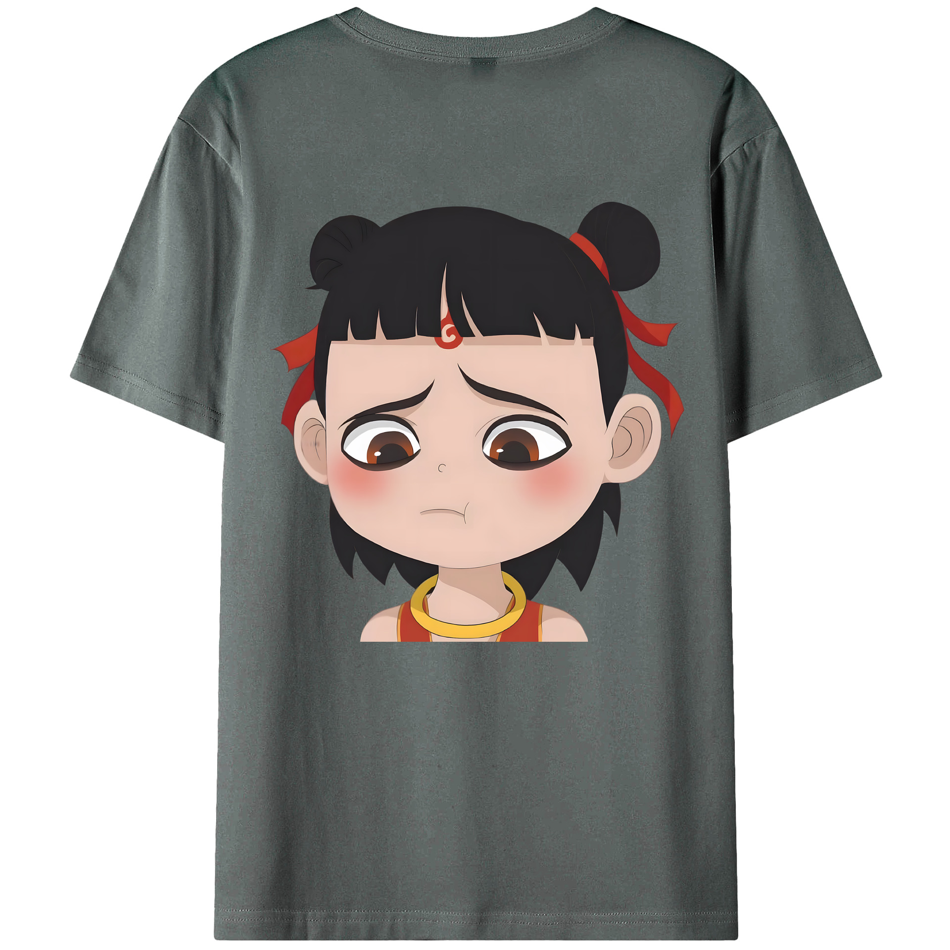 （画像用） Ne Zha 2 ナタ 魔童の大暴れ 綿100％ メンズ半袖Tシャツ（バックプリント） 通気性